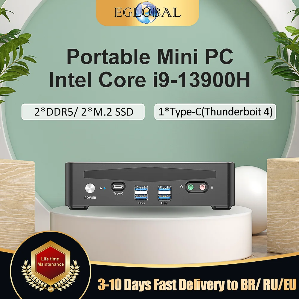 Mini-PC mit Core i9 13900H i7 13700H Windows 11 Pro Desktop-Computer HDMI DP Typ-C 4K-Display