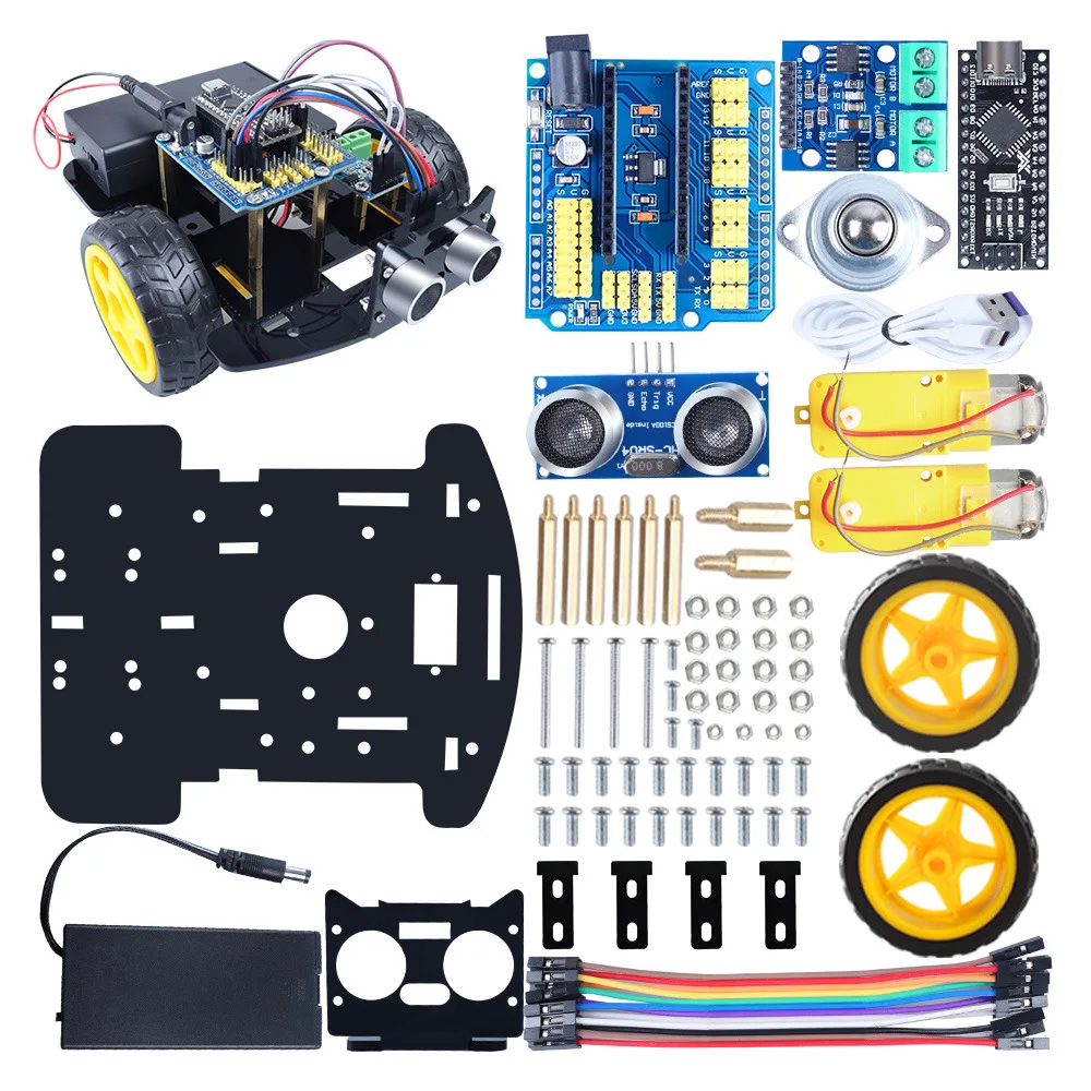 Ultrasonic module obstacle avoidance car robot entry kit MINI DIY smart car robot kit