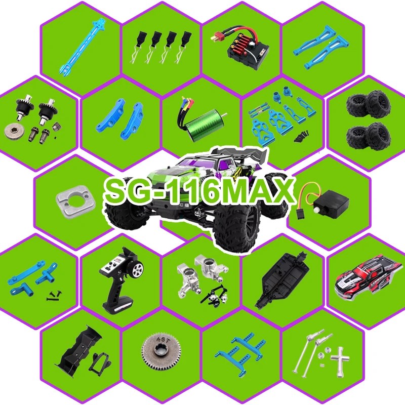 

SG116MAX SG116PRO RC Car Spare Parts 1 Upgrade Metal Drive Shaft Shock Absorber Binder Steering Assembly OP Accessories