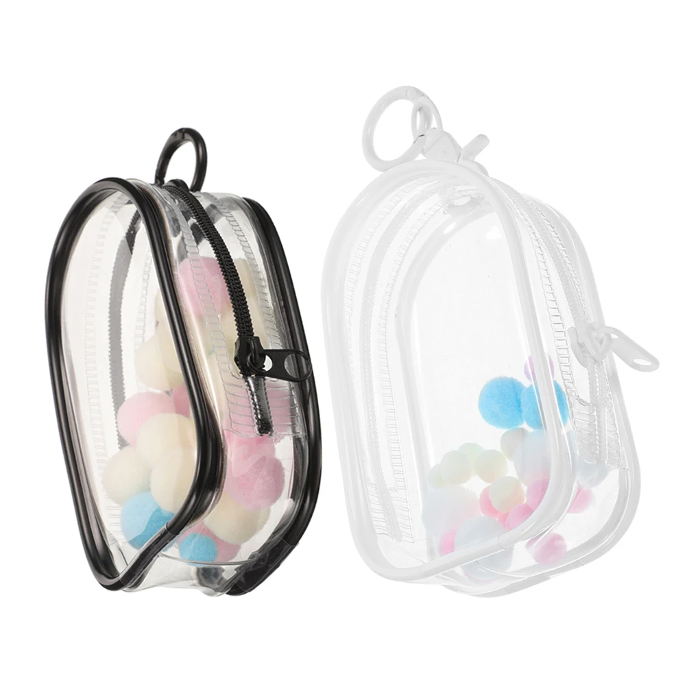 

2pcs PVC Transparent Storage Bags Clear Display Case for Figures Mini Pouches Material Cartoon Stuffed Animal Keychain
