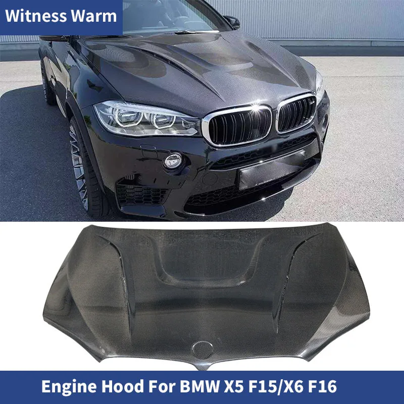 For BMW F15 X5 F16 X6 Carbon Fiber Front Engine Bonnet Cover Engine Hood Car Body Kit 14+