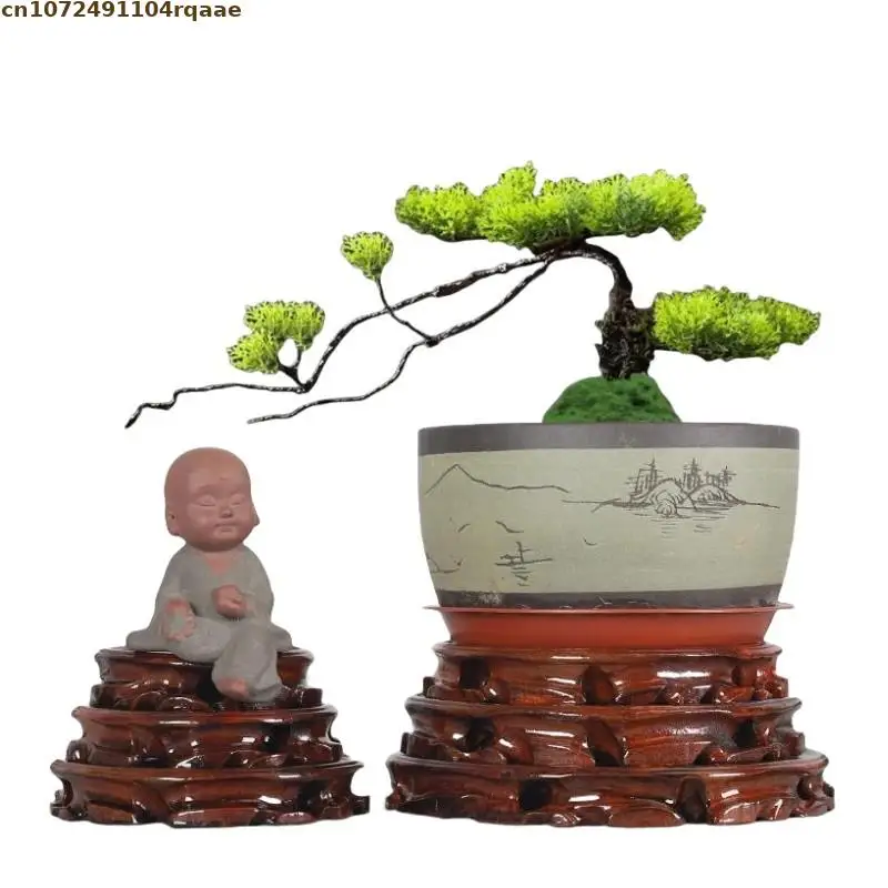 Bonsai Plant Stand Indoor Miniature Wooden Base Vase Flower Pot Holder Sorting Table Plant Scaffold Coffee Tea Sets Pedestal