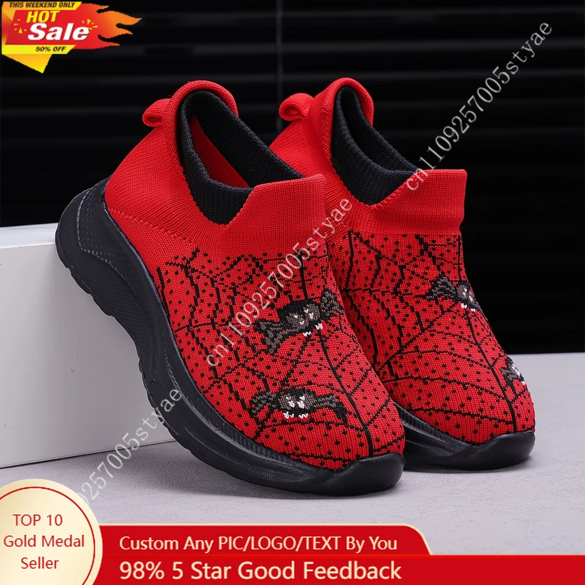 

Spider Print Boys and Girls New Fashion Casual Footwear Outdoor Comfortable Knit Shoes
