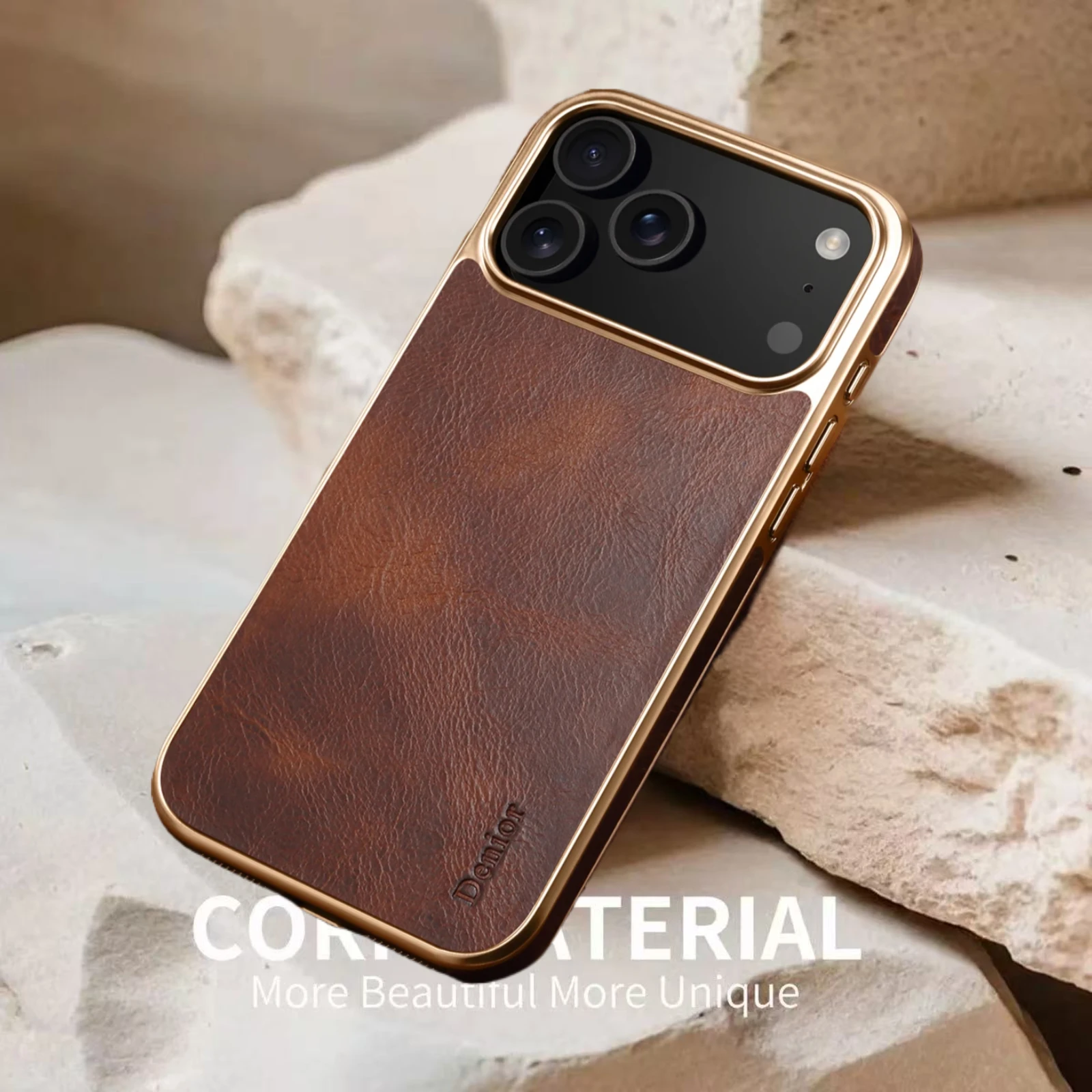 

Luxury Oil Wax Cowhide Leather Case for iPhone 16 Pro Max 17 Air 15 Plus 14 Pro 13 12 Lens Electroplating Protective Phone Cover