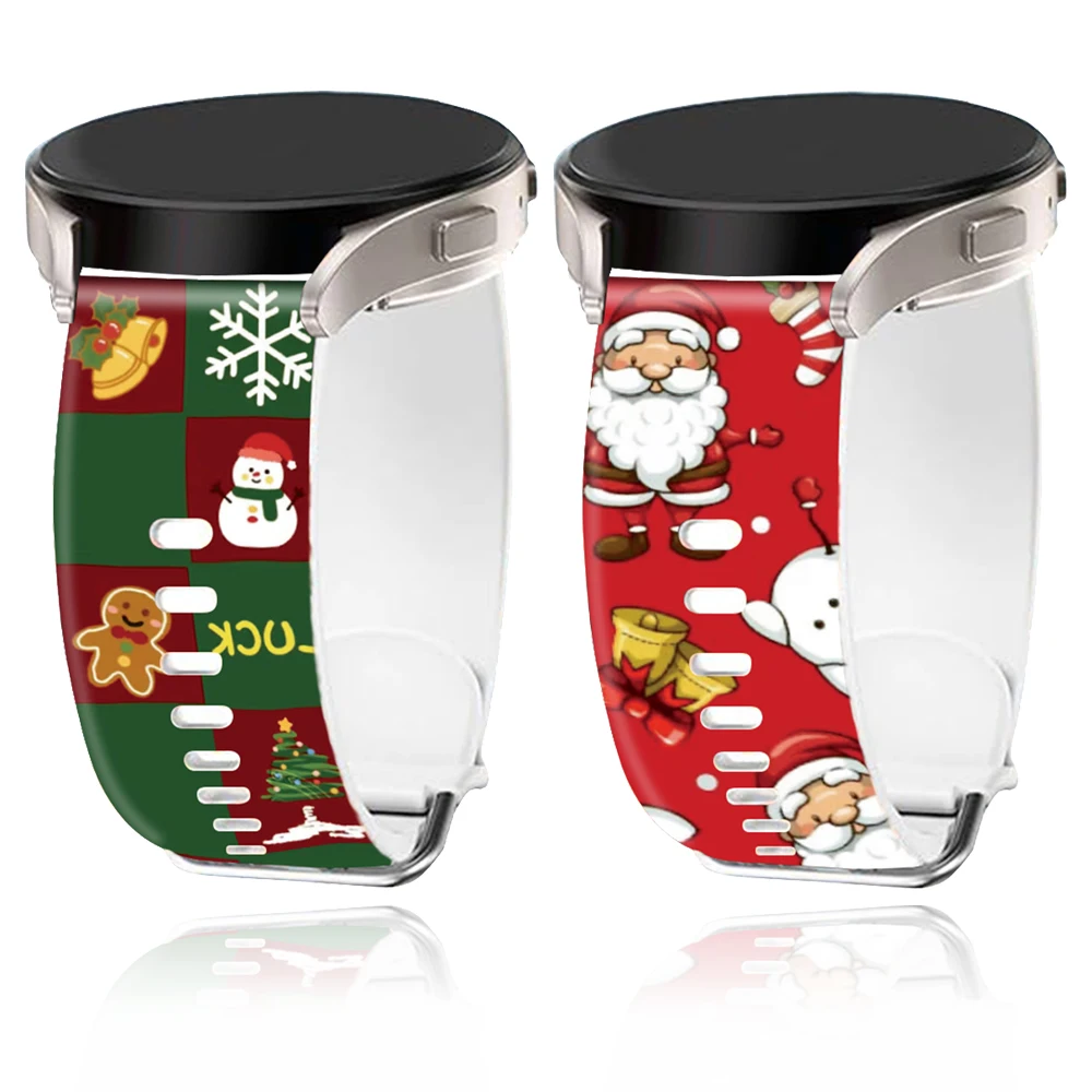 Рождественский ремешок для Samsung Galaxy Watch 7 6 5 4 40 мм 44 мм/5 Pro/Watch 6 4 Классический ремешок для часов Мягкие силиконовые браслеты 20 мм 22 мм