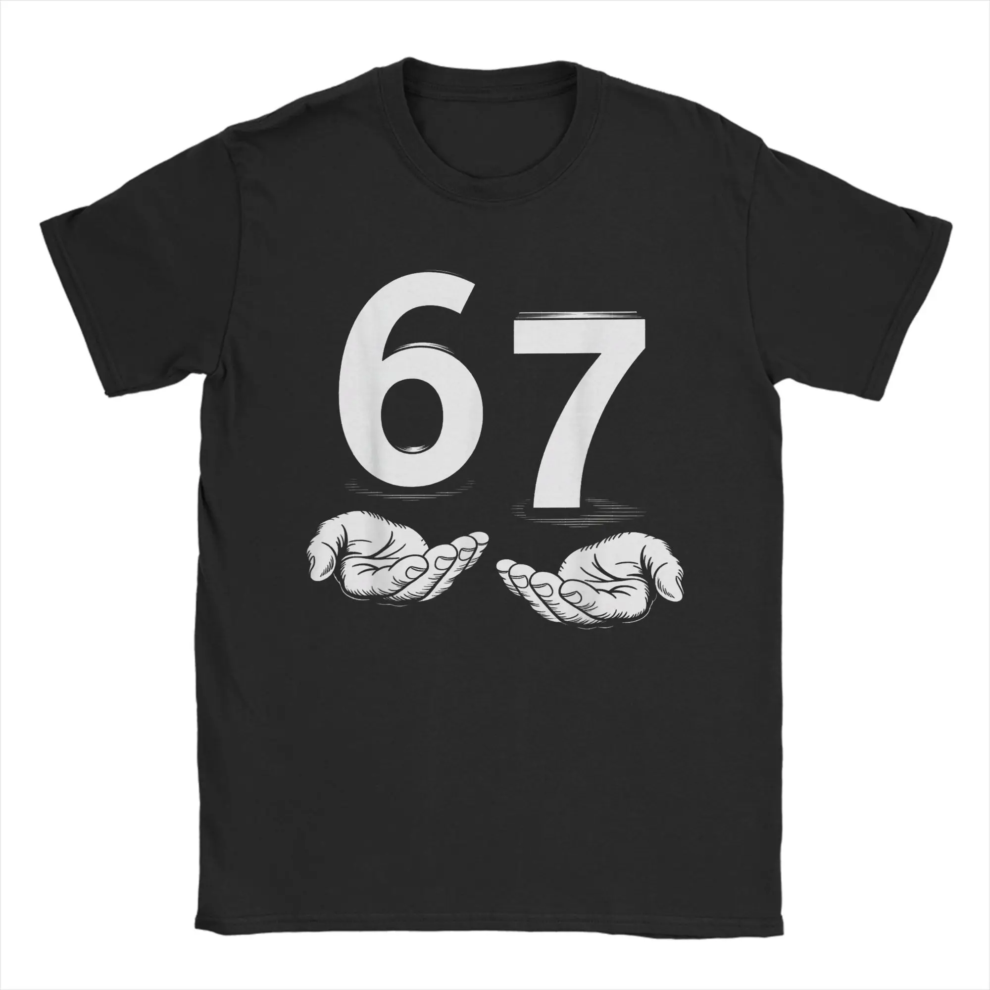 

Men T-Shirts Funny Six Seven 67 Meme Gen Alpha Slang 67 Hands Vintage Cotton Tees Short Sleeve T Shirts O Neck Tops Plus Size