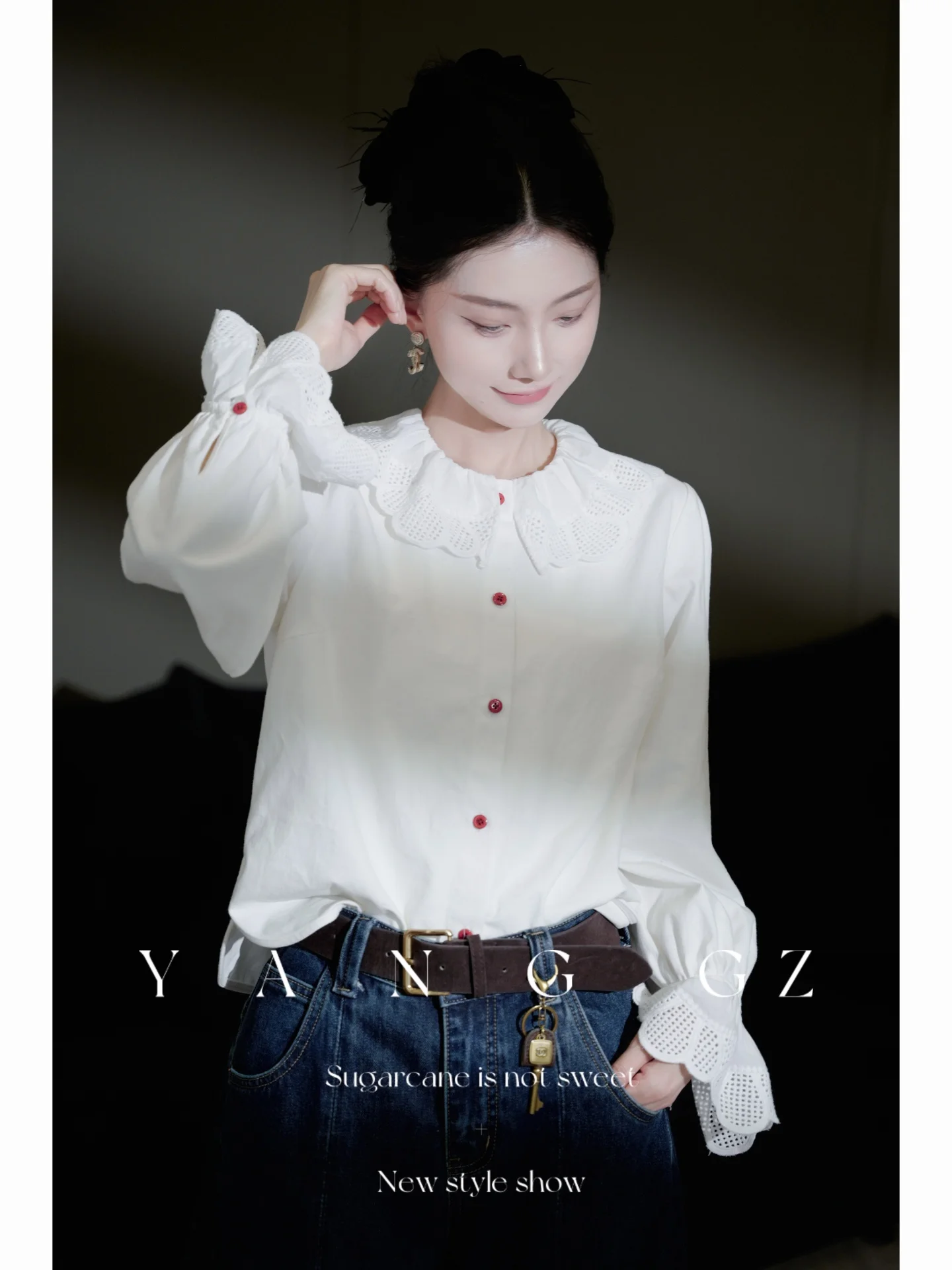 

New Chinese Sle Women's irt Lace Sve Hemmed Cotton Long Sve round Ne Vintage Floral Print Top YANG GZ Wior Estate