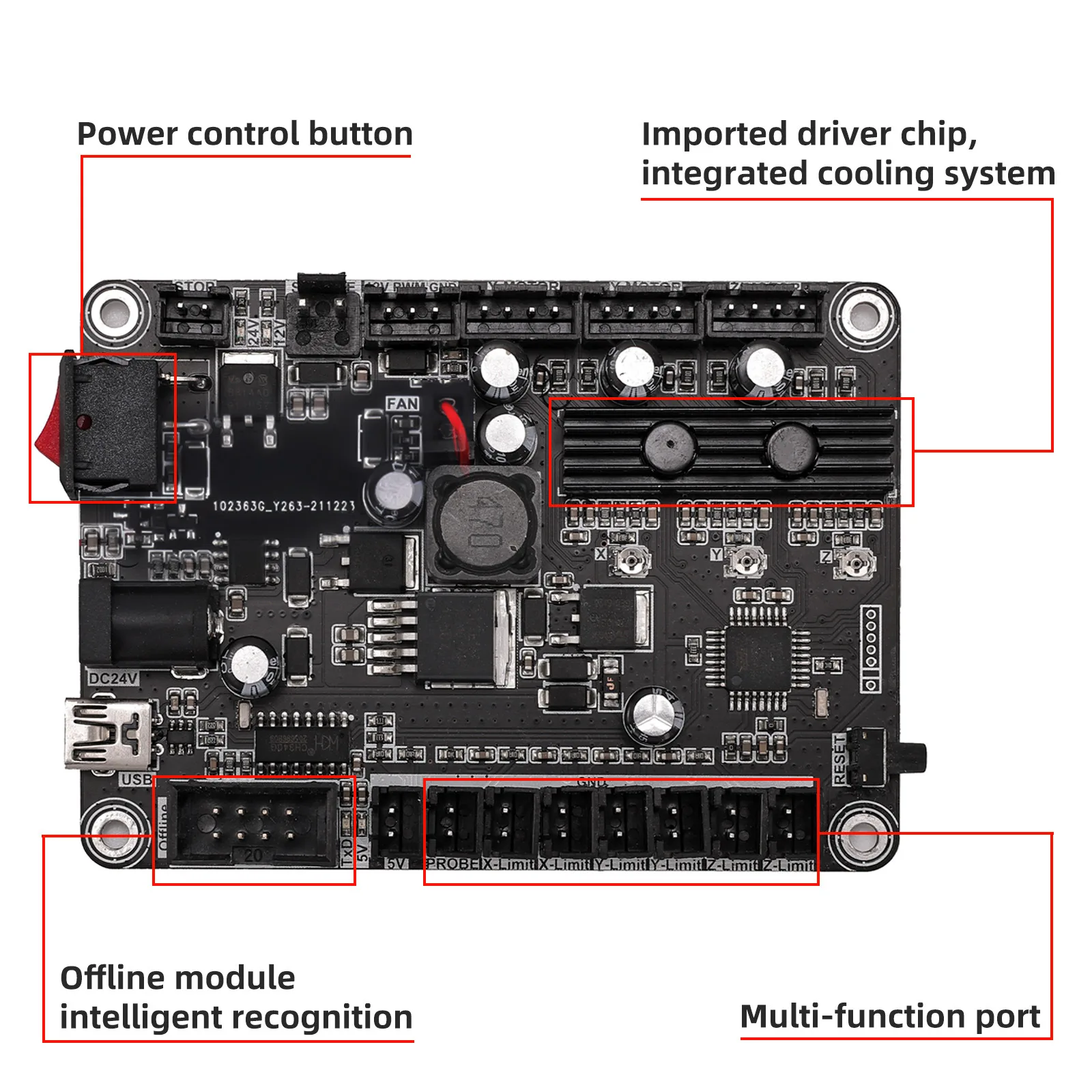 CNC Engraving Machine Control Board GRBL 1.1 USB Port 3-Axis Integrated Driver with Offline Controller for CNC 3018 Pro.