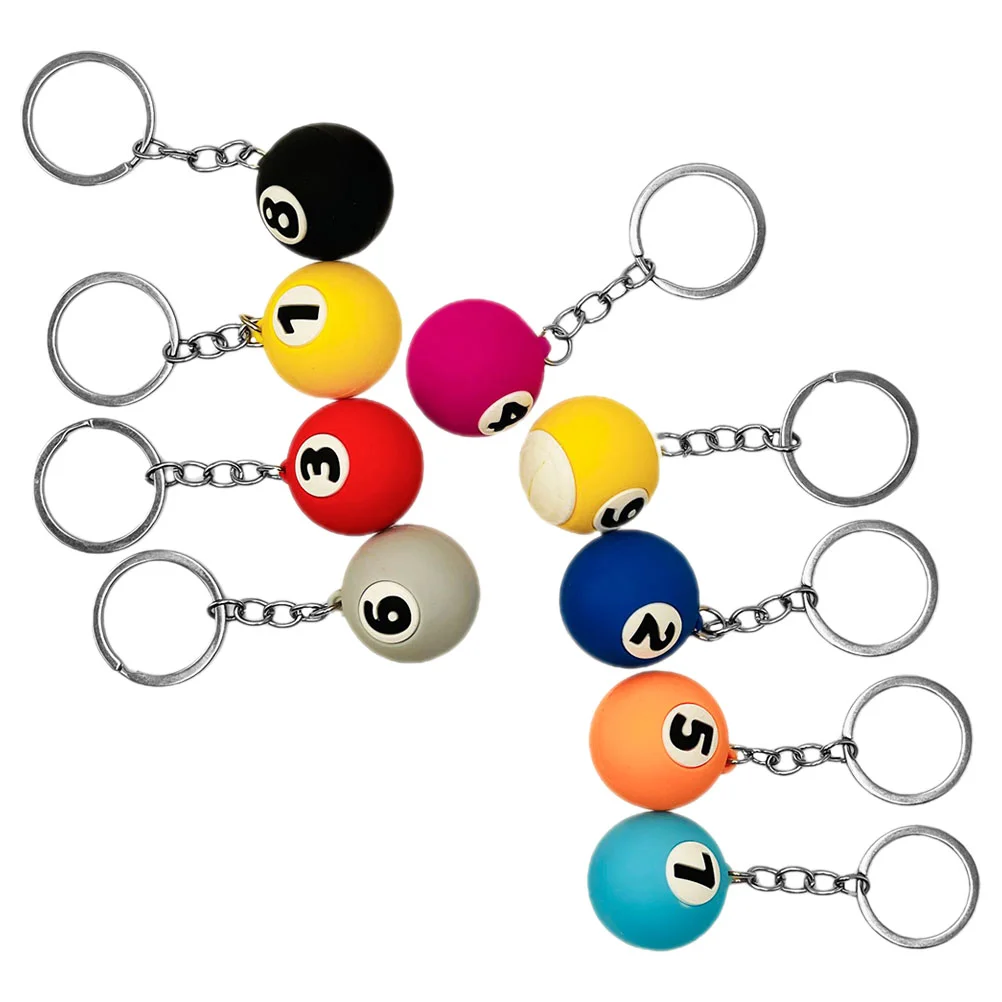 9 Pcs Novelty Billiards Keychains Pool Player Gifts Ball Sports Themed Adorable Decorations Keepsakes