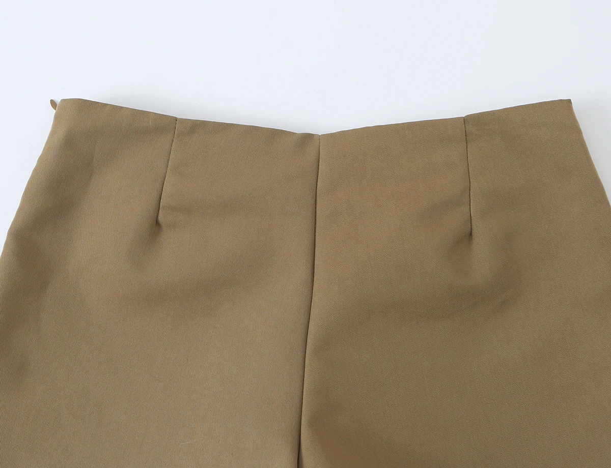 BSAY Herbst Damen Militärstil 2-teiliges Outfit Stehkragen Taschen Slim Jacke Doppelreihige Twill Mini-Shorts Passende Sets – Detail 18