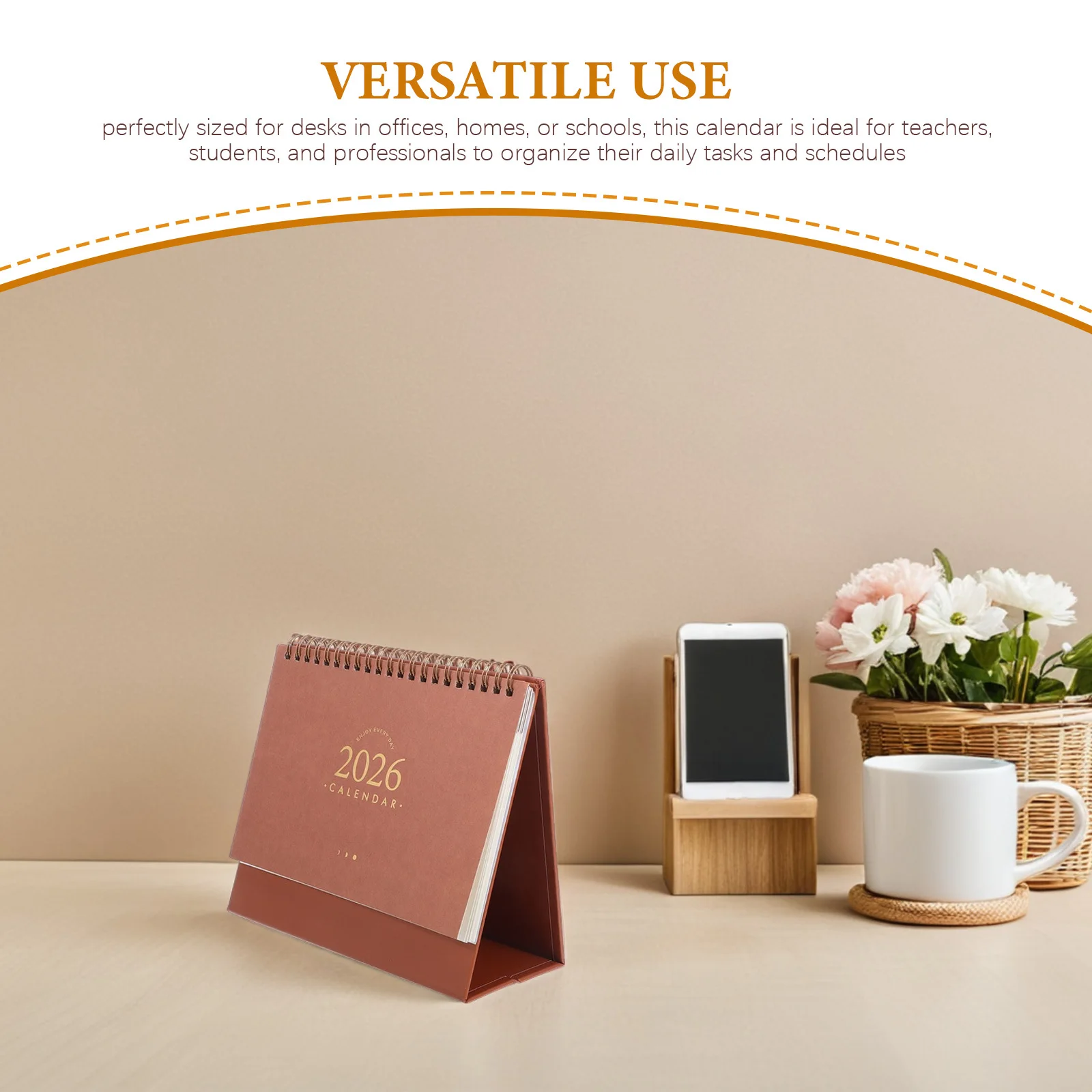 2026 Desk Calendar Mini Desktop Calendar Twin-Wire Binding Flip Design For Office Home School Sturdy Paper Daily Planner