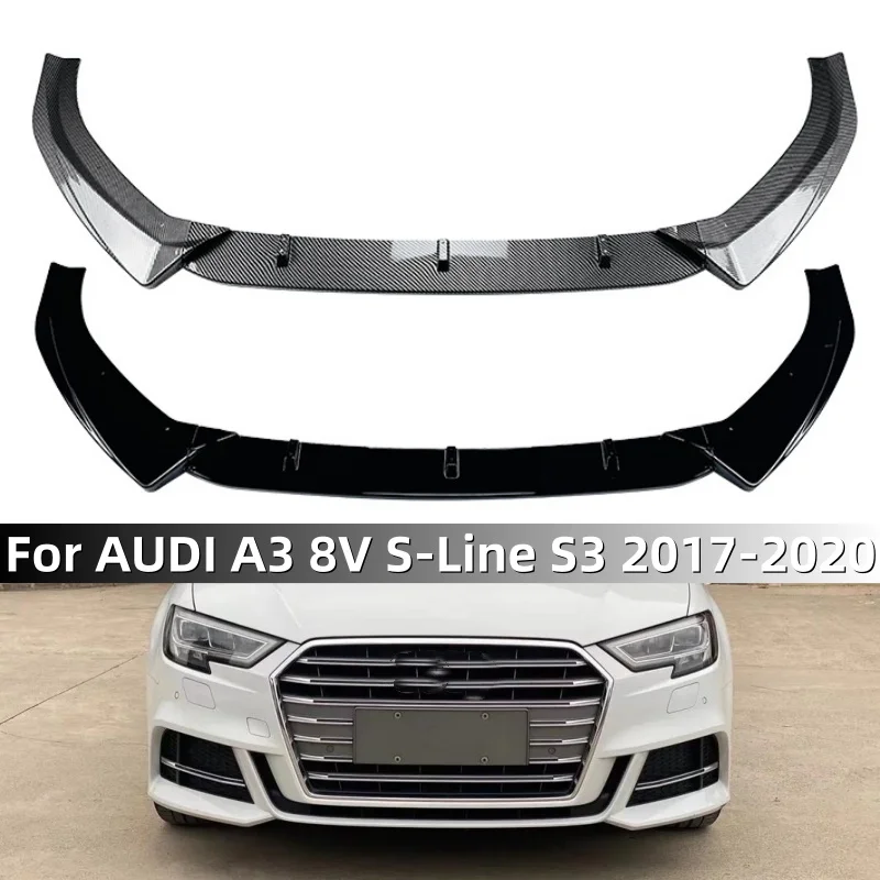 

3Pcs/set Car Exterior Protector Accessories For AUDI A3 8V S-Line S3 2017-2020 Auto Front Bumper Lip Diffuser Spoiler Kit