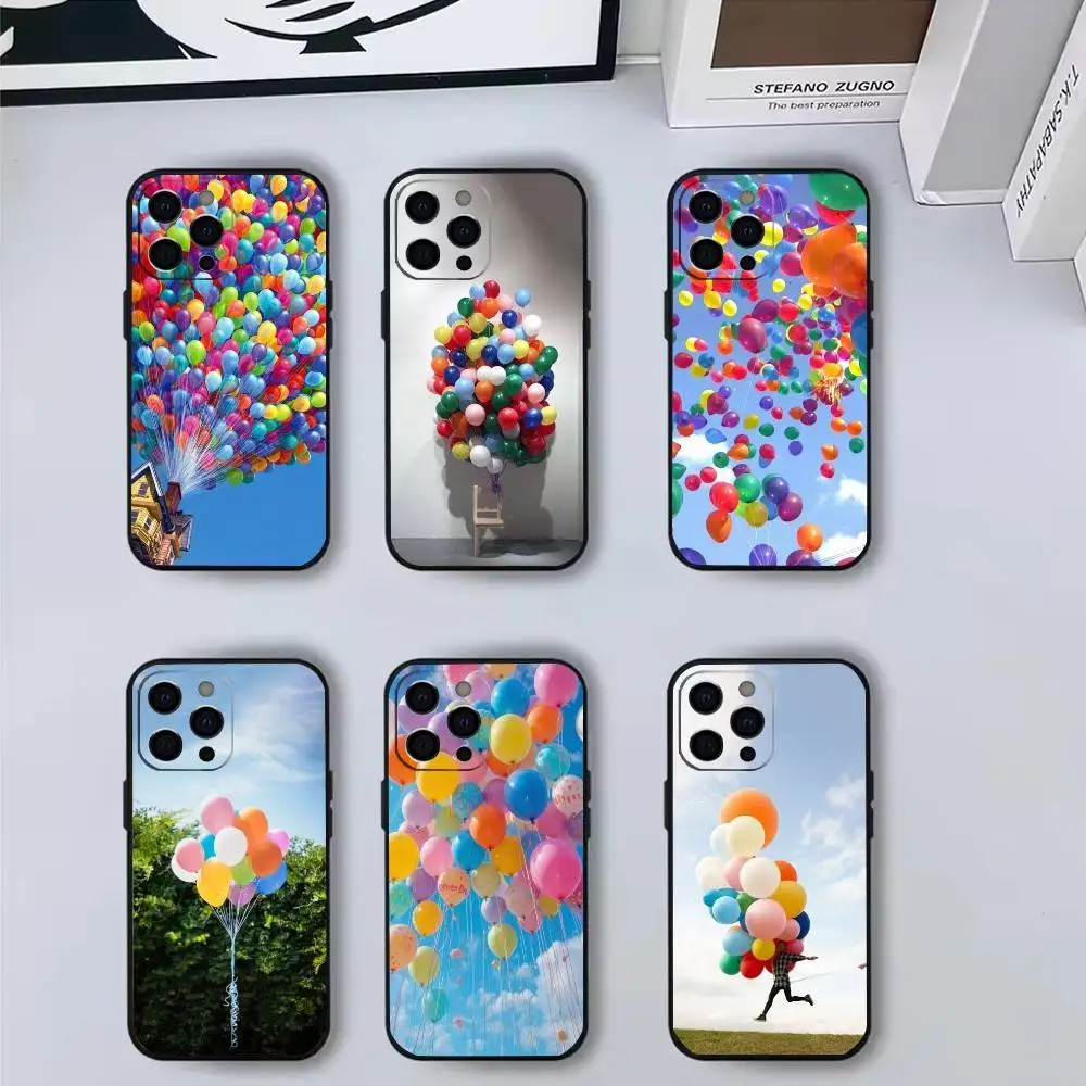 Colorful balloons  Phone Case For iPhone 17,16,15,14,13,12,11 Plus,Pro Max,Soft Silicone Black Cover