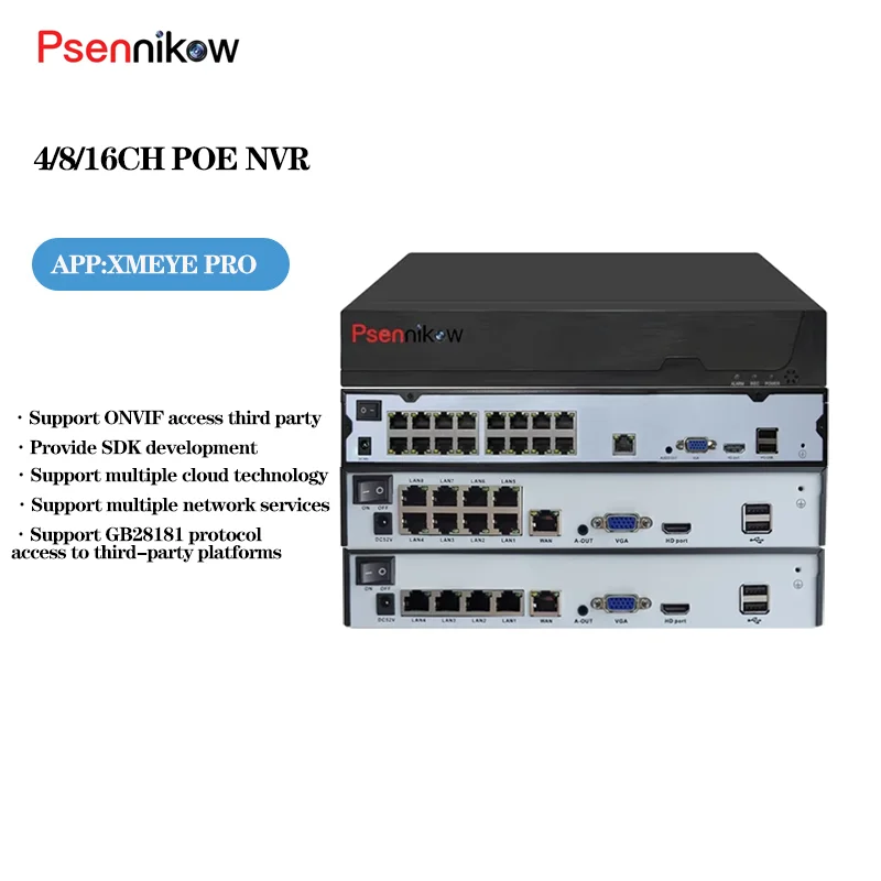 

4k Ultra HD POE Kit NVR Video Recorder Onvif H.265 Face Detection IP Camera CCTV System Network Security Surveillance Camera