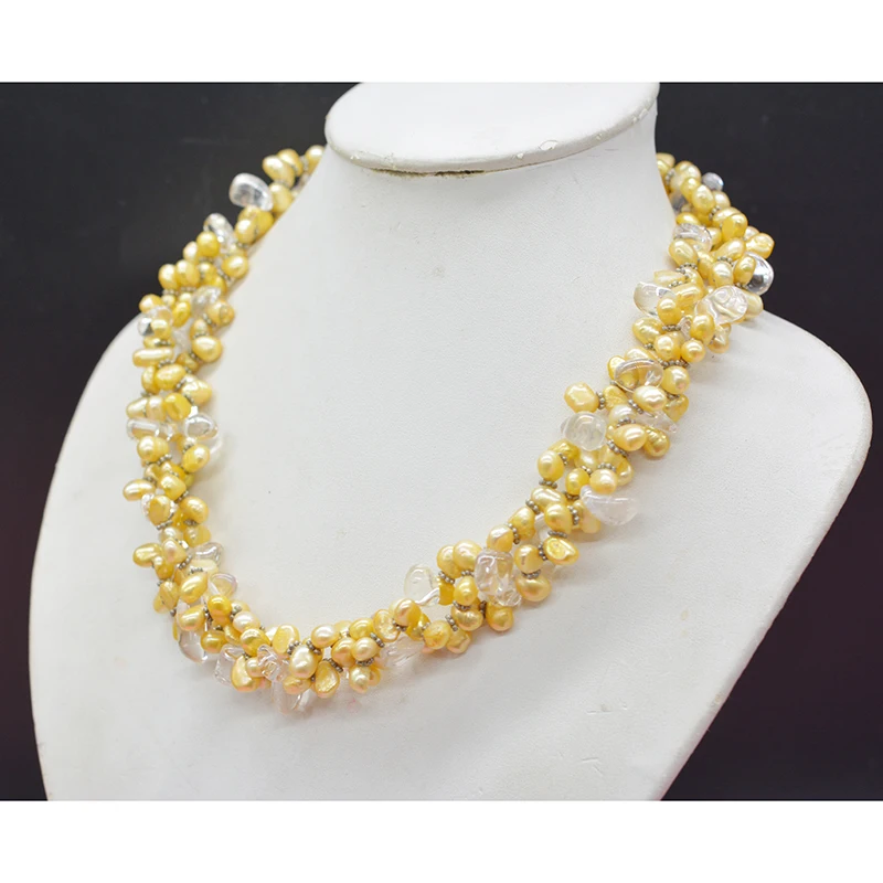 

Fashion. classic. Natural irregular Baroque Pearl crystal necklace. The best gift for a lady's birthday 18"