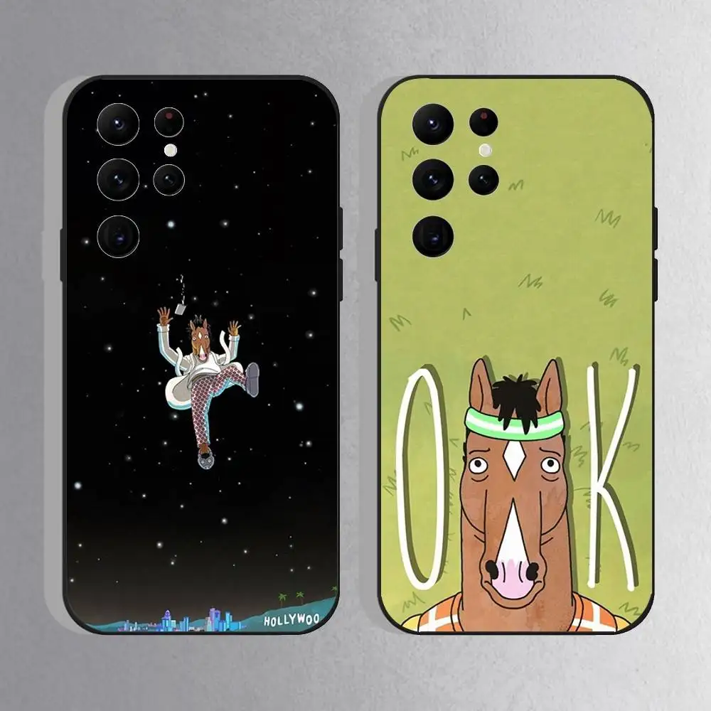 

Cartoon B-BoJack Horseman Phone Case For Samsung S25,S24 Ultra,S20,S30 plus,S22 Plus,S23,Ultra 5G Silicone Black Shell