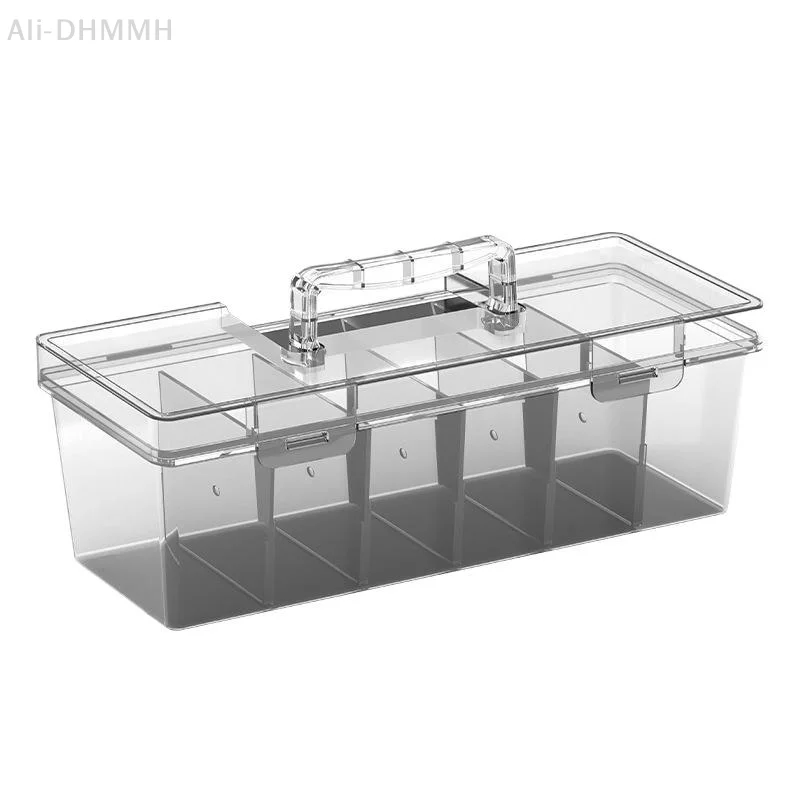 Easy to Clean Transparent Plastic Toolbox Detachable Divider Stackable Storage Case for Office Stationery Paper Clips Stamps