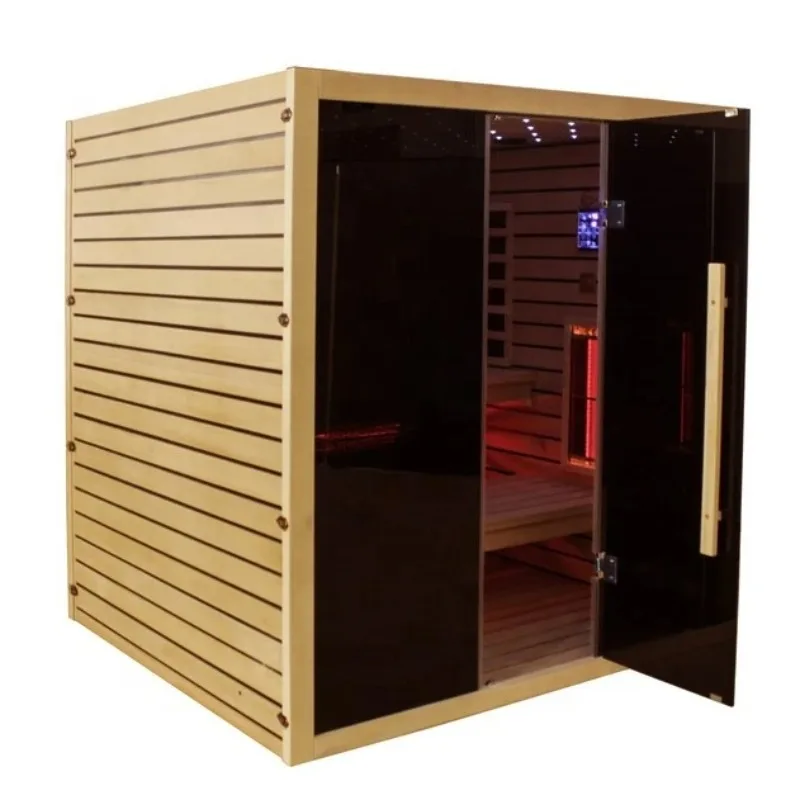 Customize Deluxe Multi Person Hybrid Infrared Traditional Sauna Room Full Spectrum Heaters LED Ceiling Light Indoor Home