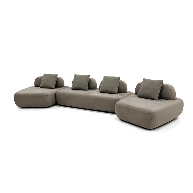 Modern simple multi-person double sofa corner combination curved sofa Internet celebrity shopping mall fabric sofa living room