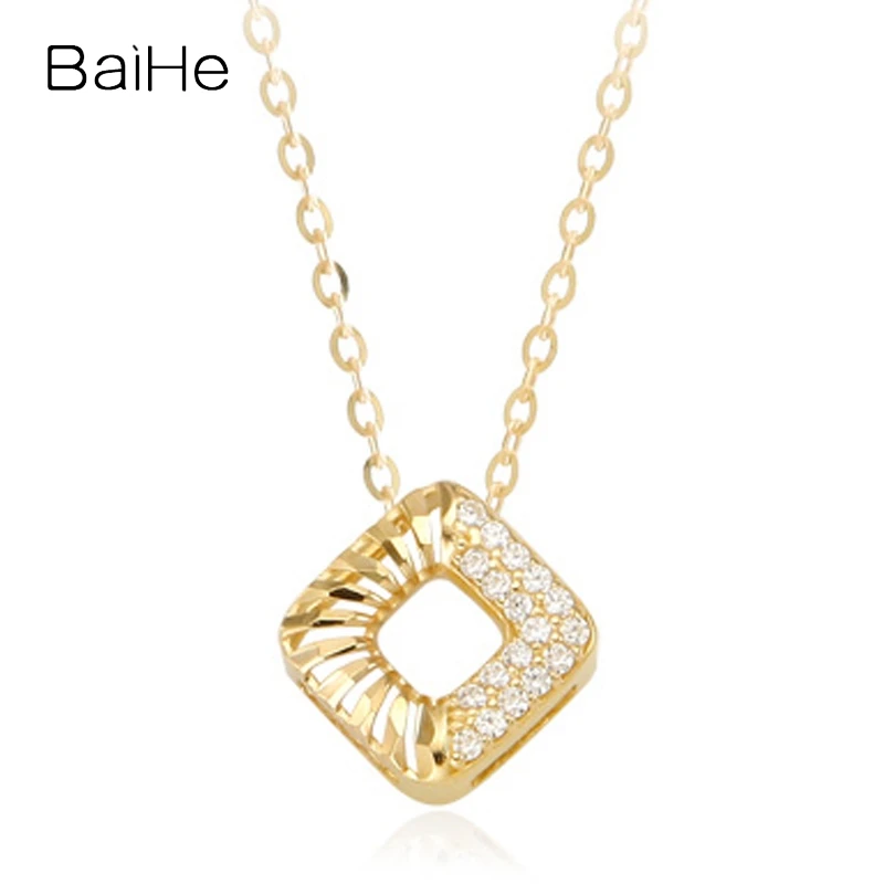 

BAIHE Solid 14K Yellow Gold 0.04ct H/SI Natural Diamond Necklace Women Trendy Fine Jewelry Making Collier diamants سلسلة الماس