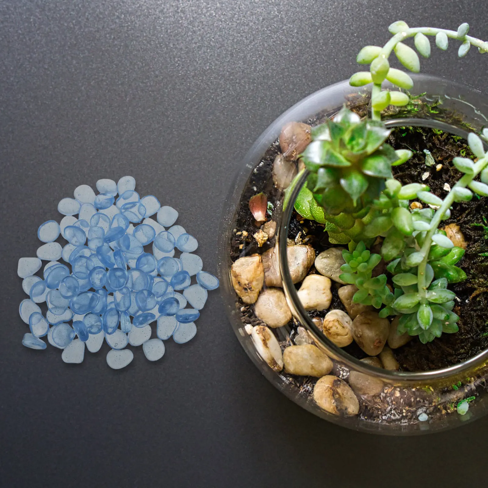 200Pcs 2Cm Glow-in-The-Dark Luminous Pebbles for Garden Landscaping Patio Walkway Fish Tank Bonsai Decor Sparkling Solar