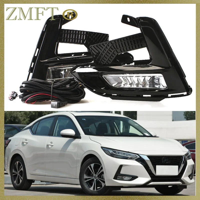 

1Set Car Front Foglights Fog Lamp Assembly For NISSAN Sentra Sylphy 2019 2020 LED Lights With Wiring Harness Kit