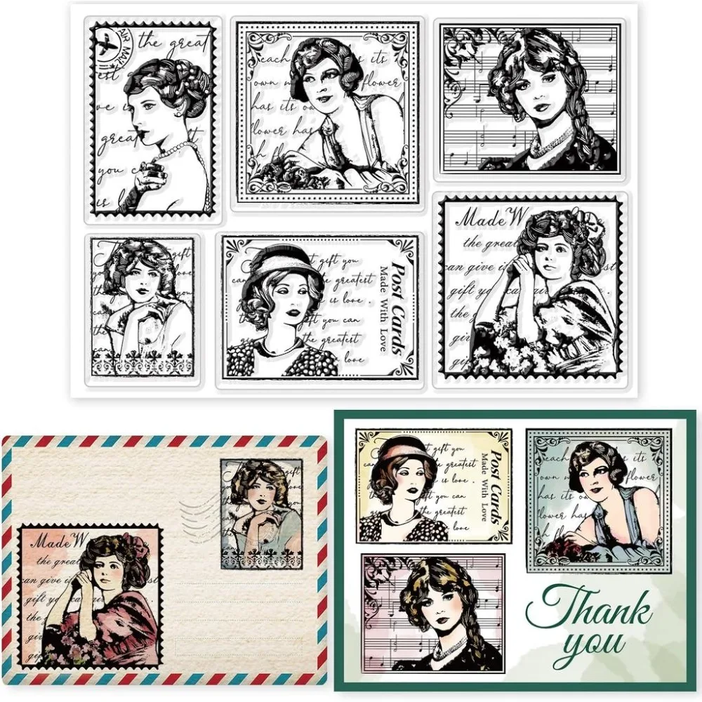 1Sheet Vintage Lady Clear Stamps European Medieval Style Clear Stamp Seals for DIY Scrapbooking Photo Album Decorative