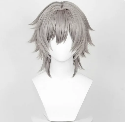 Game Honkai: Star Rail Trailblazer Caelus Stelle Cosplay Wigs with Bangs Synthetic Long Short Straight Gray Hair Wig for Party