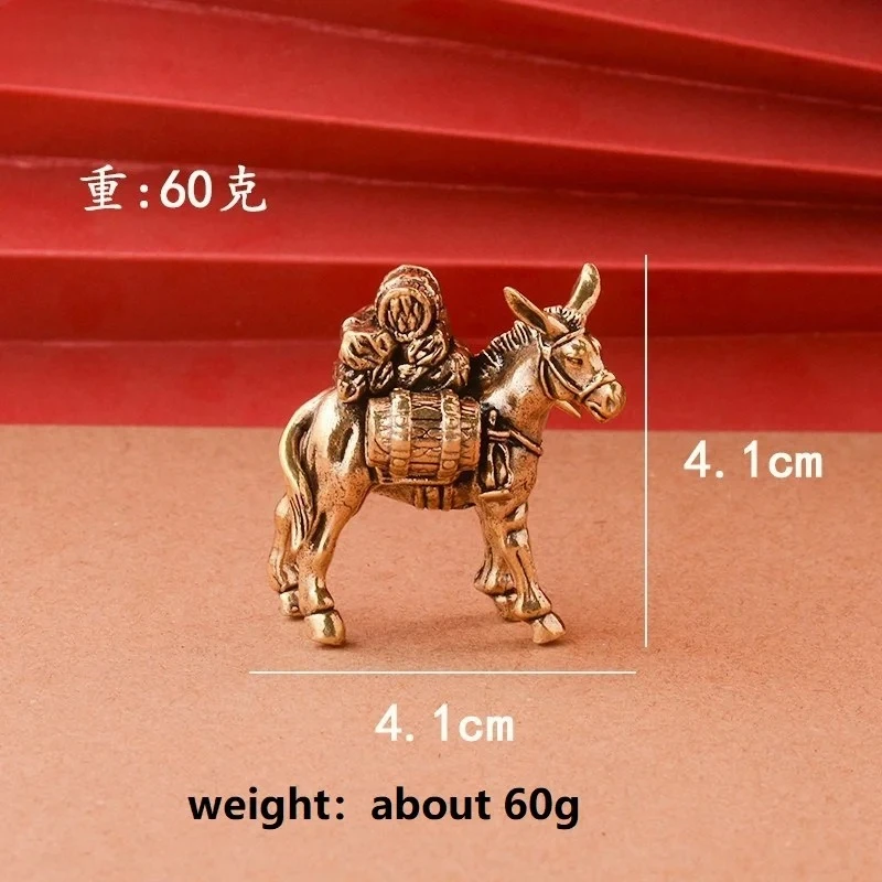 

Retro Solid Brass Donkey Small Ornament Animal Equus Asinus Home Desktop Miniature Figurines Decoration Accessories Gifts