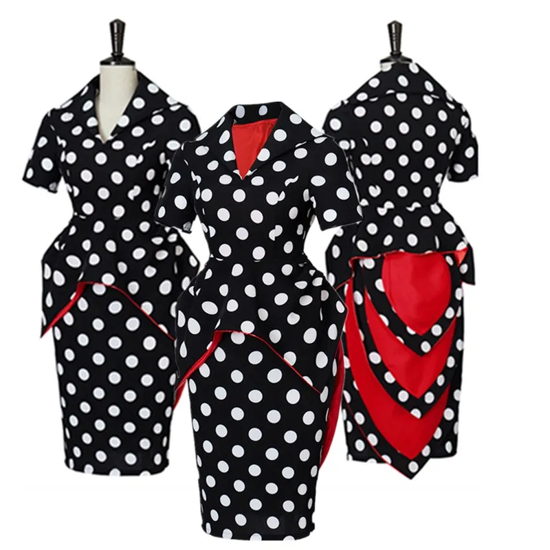 

Coraline Cosplay Coraline's Mother Costume Adult Women Fantasy Polka Dots Dress Outfits Halloween Carnival Party Disguise Suit