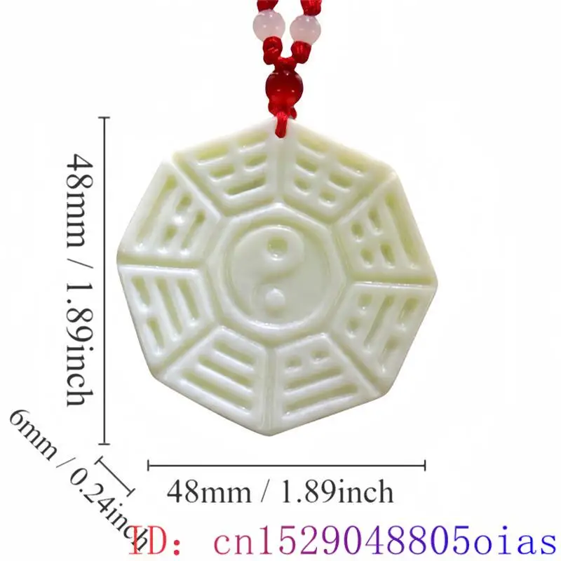 Natural White Real Jade Tai Chi Pendant Necklace Designer Gifts for Women Men Gift Carved Jewelry Chinese Stone Gemstones