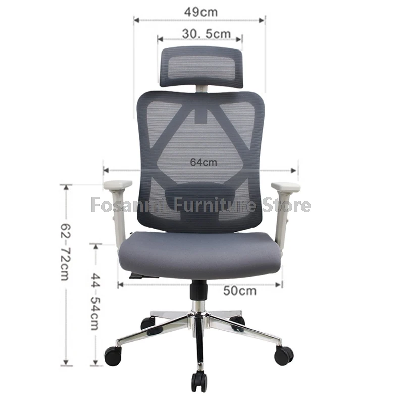 Cadeira de escritório ergonômica reclinável, encosto de cabeça ajustável, cadeira de mesa para casa, suporte lombar, cadeira de computador para jogos, gamer com apoio de braço