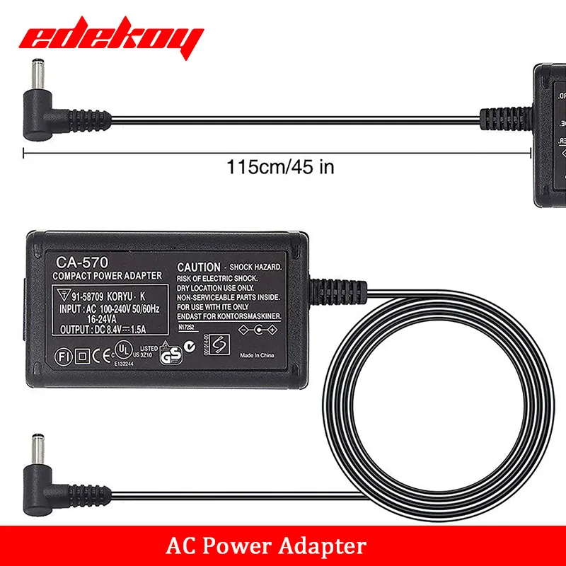 Power AC Adapter CA-570 CA570 CA570K for Canon Digital Camera XC10 ZR60 ZR65MC ZR70MC ZR80 ZR85 ZR90 ZR100 ZR200 ZR300 ZR400