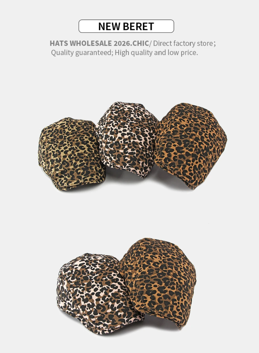 HT5119 Herren- und Damen-Baskenmützen Retro Künstler-Mütze Leopard Ivy Flat Cap Unisex Verstellbare Achteckige Baskenmütze – Detail 10