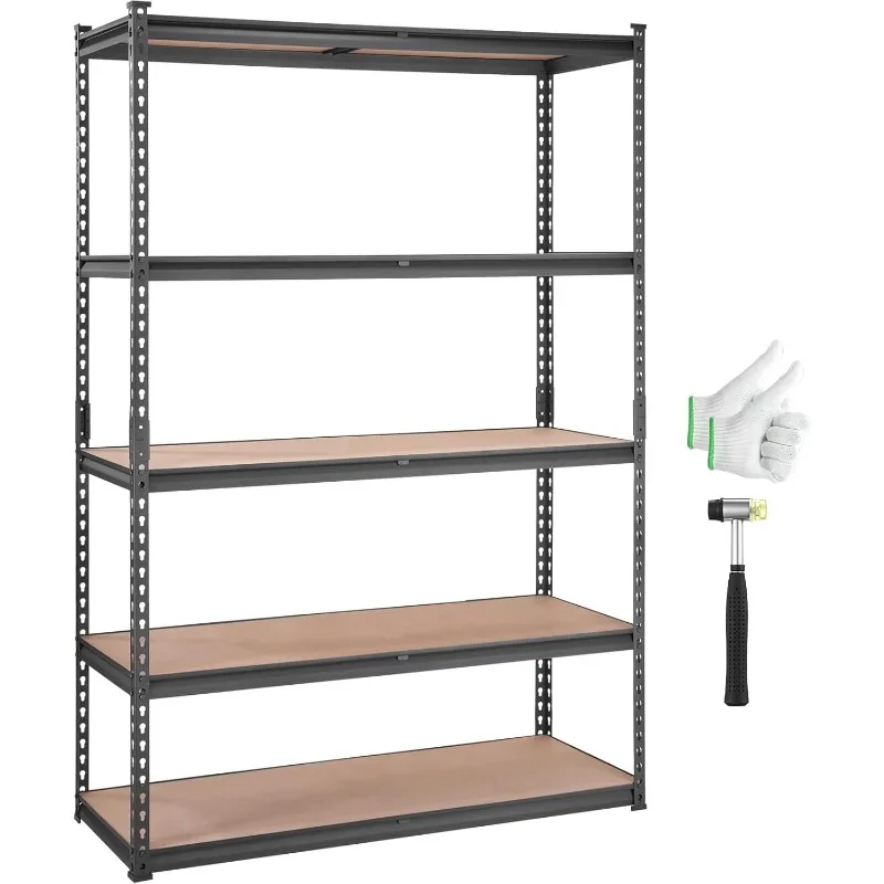 Storage Shelving Unit, 5-Tier Adjustable, 2000 lbs Capacity, Heavy Duty Garage Shelves Metal Organizer Utility Rack, Black,