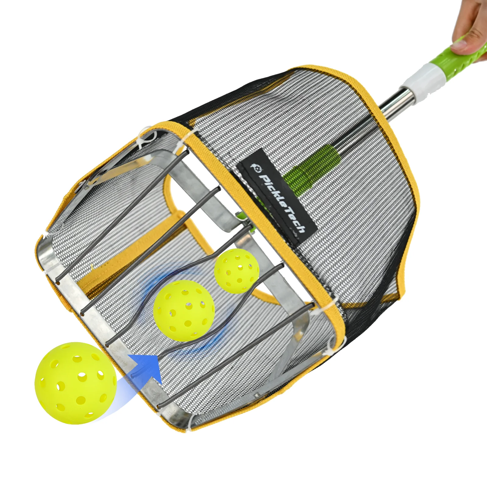 Portable 180Degree Angle Adjustable Square Pickleball Ball Picker Telescopic Stainless Steel Table Tennis Ball Catcher