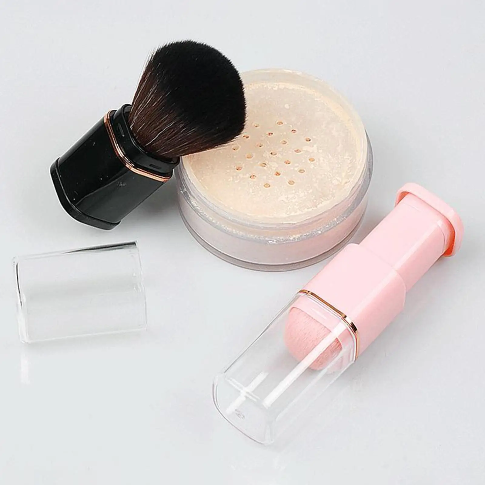 Pincel de maquiagem retrátil profissional, pincel de blush facial pequeno e macio para