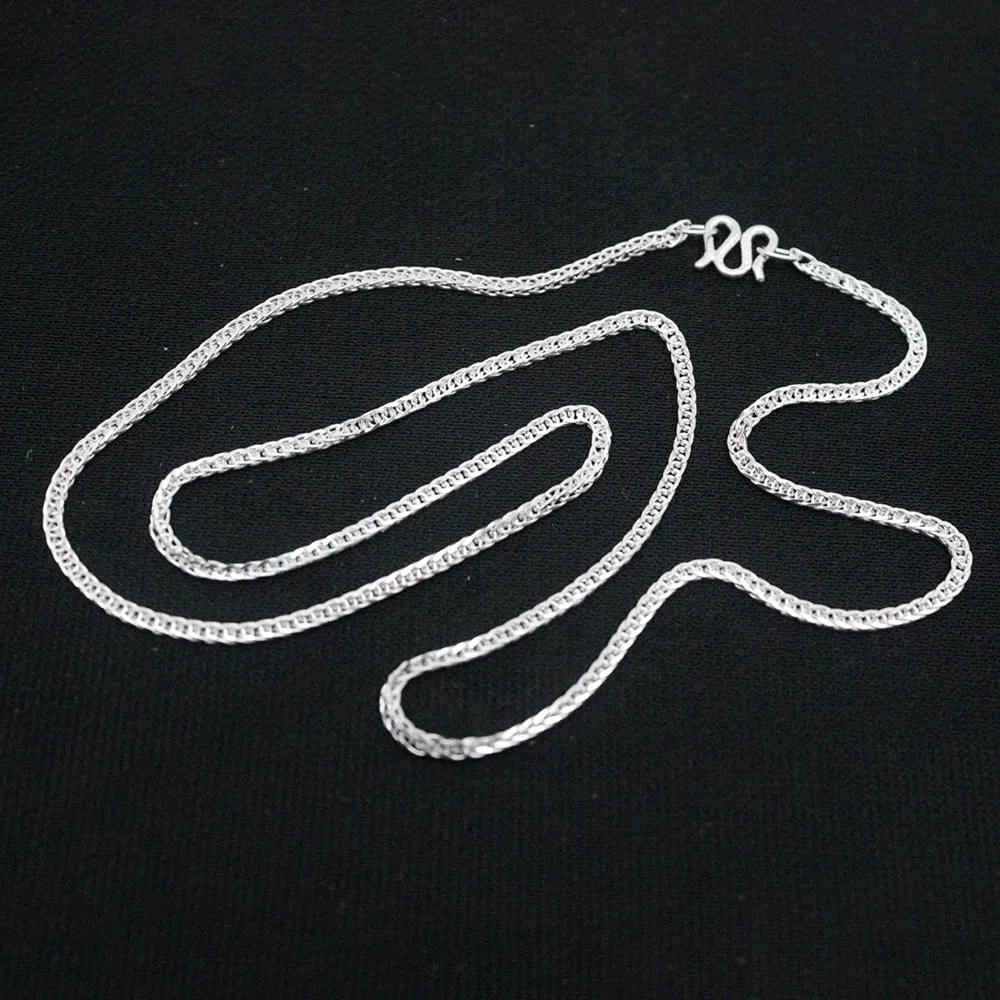 

Real Pure 999 Fine Silver Chain Women Lucky 1.8mm Wheat Necklace 4-5g/45cm