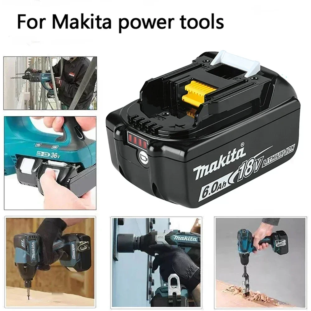 بطارية ليثيوم Makita18V 100% 6.0 ah متوفرة BL1830b BL1840b BL1850b BL1860bl1815 سعة كبيرة وعمر بطارية طويل.