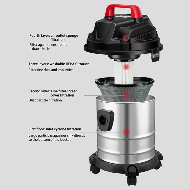 Industrial Vacuum Cleaner Household Dry and Wet 18L High Power Cleaning Machine Factory Workshop Strong SuctionDust Cleaner