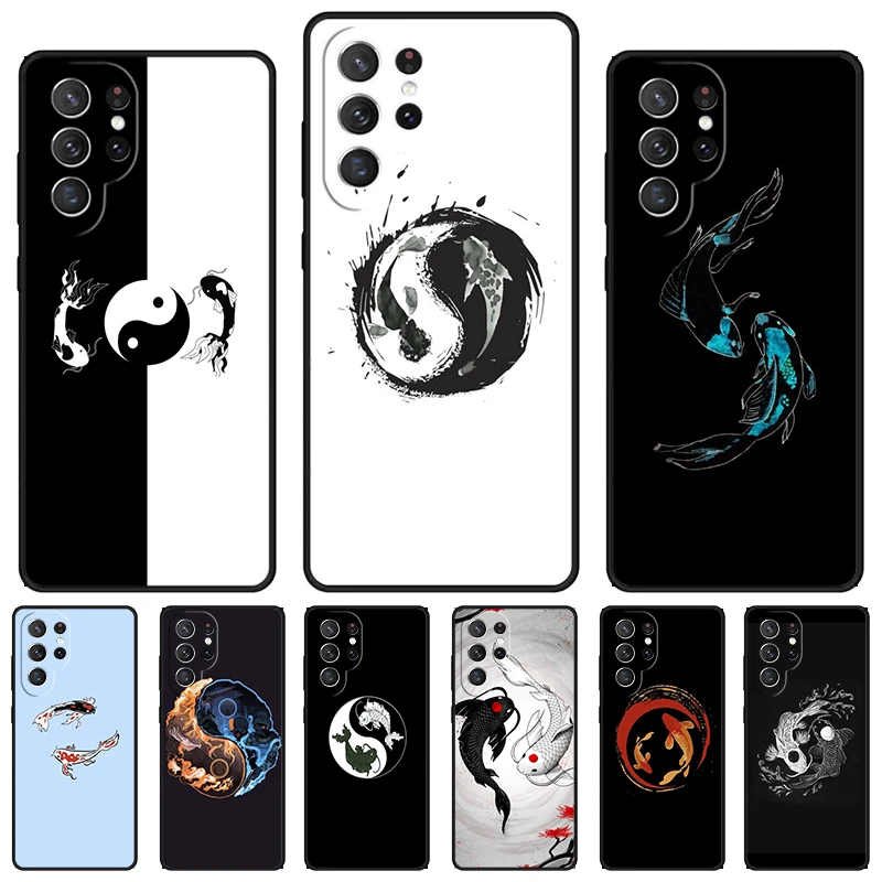 Koi Carp Fish Yin Yang phone case For Samsung Galaxy S24 S23 S22 Ultra Note 10 20 Plus S8 S9 S10 S20 S21 FE Cover