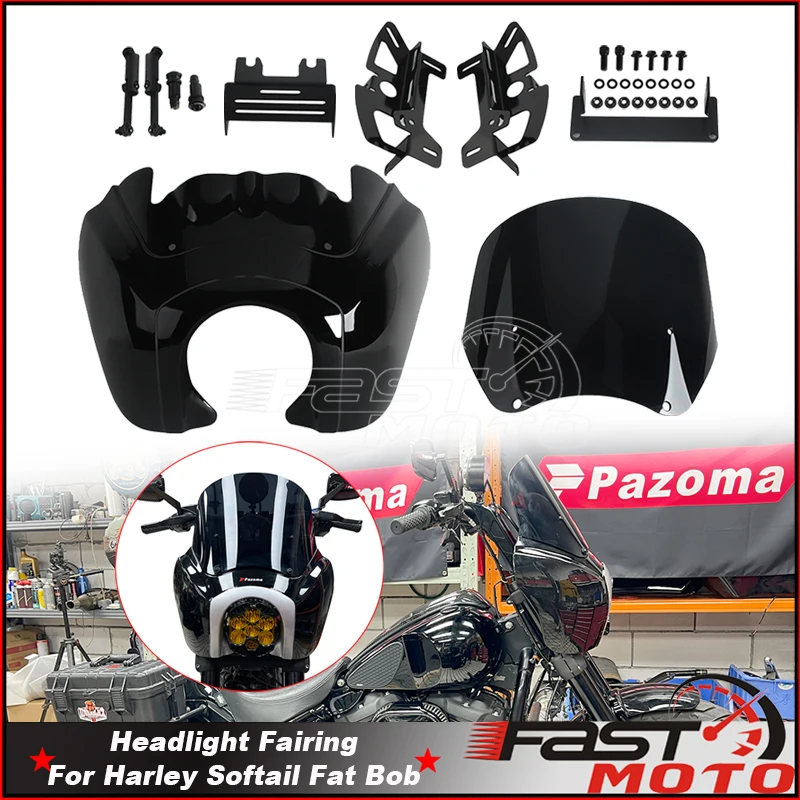 

Передний обтекатель 12 "капот лобового стекла для BAJA LP6 светодиодные фонари монтажный кронштейн комплект для Harley Softail Fat Bob 2018-2025