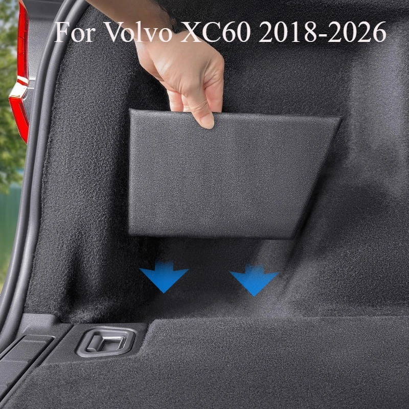 Trunk Organizer For Volvo XC60 2018-2026 Juniper Launch Refresh Rear Trunk Storage Bins Side Box Organiser TPE Trim Accessories
