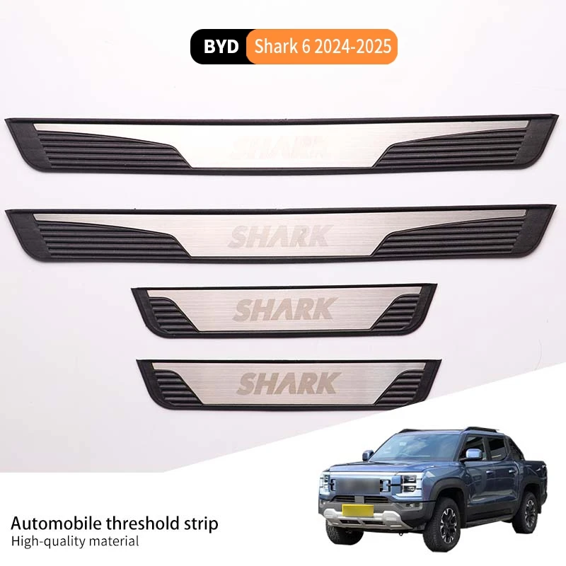 

4 шт. для BYD Shark 6 2024-2025, автомобильная полоса на порог, полоса для предотвращения столкновений, ABS, износостойкая защита от царапин, аксессуары