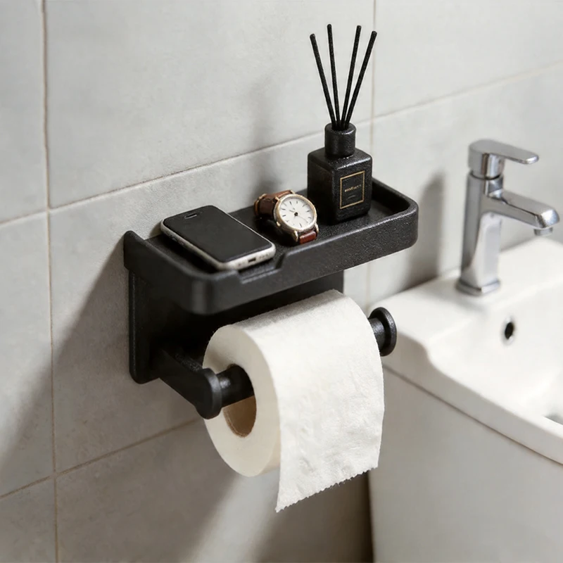 Toilet Paper Holder Wall-Mounted Aluminum Alloy Toilet Paper Holder Tissue Rack Bathroom Tissue Holder Bathroom Accessories