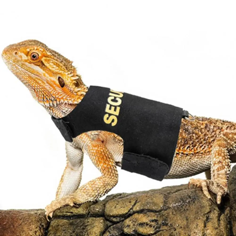 Lizard Leash Harness Soft Padding Reptile Bearded Dragon Vest Top with Hook And Loop Small Animals Security Print Clothes