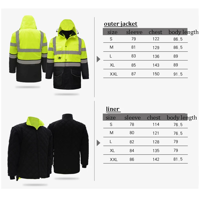 Imagem -06 - Vis-impermeável Parka Windbreaker em Workwear Rain Coat Jaqueta de Segurança Reflexiva com Algodão Linner oi