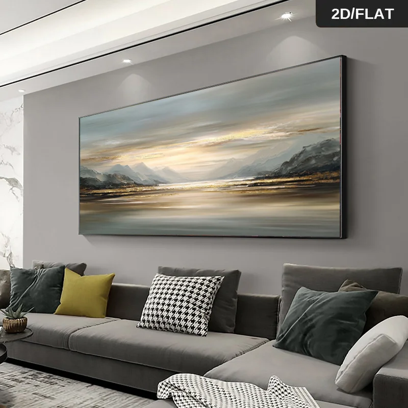2D/Flat Large Abstract Natural Landscape Canvas Wall Art Frameless Neutral Tranquil Canvas Prints for Living Room Decortion Gift