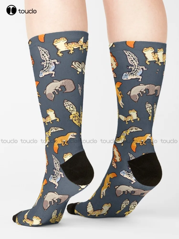 Chub Geckos In Dark Grey Socks Mens Socks Black Personalized Custom Unisex Adult Teen Youth Socks 360° Digital Print Harajuku