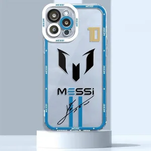 Transparente Schutzabdeckung von iPhone, Fußballkoffer, C-CR7, M-Messon, 16 Pro Max, 15, 14 Plus, 13, 12, 11 Pro, XR, XS, X, 8, 9, SE, 2020 10 Hauptverkäufe iPhone X Messi Cover - №6